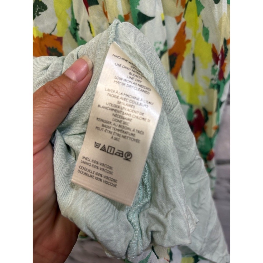 Anthropologie Short-Sleeve Floral V-Neck Slip Midi Dress Size 1X Colorful Sexy - Picture 10 of 10